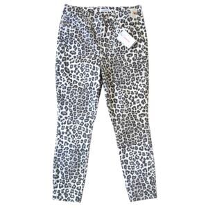 NWT Good American Good Waist Crop Ankle Skinny Jeans in Snow Leopard Size 14